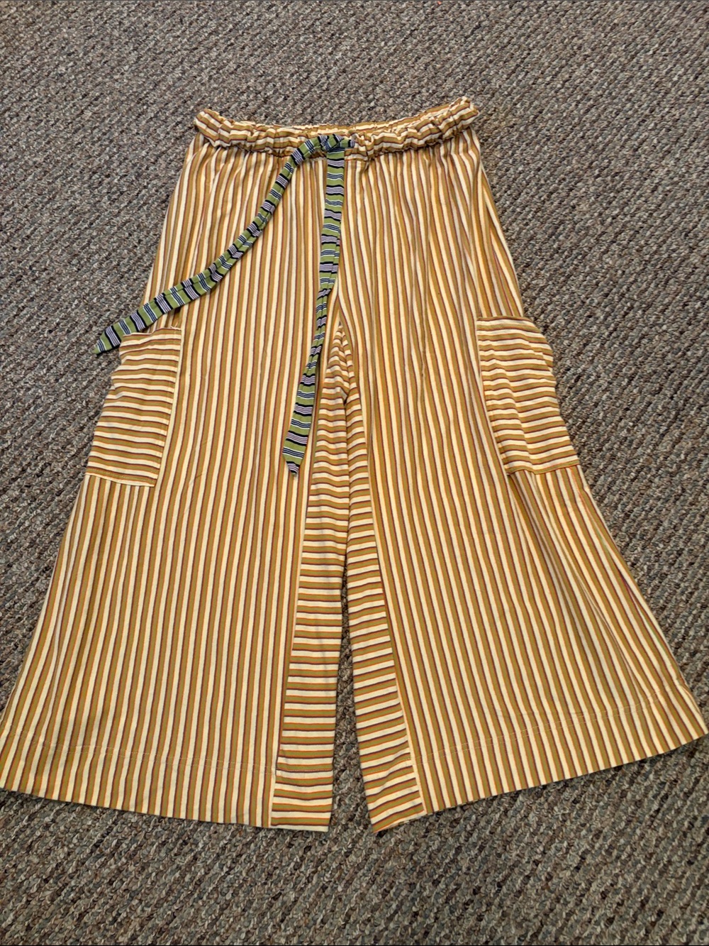 Free People Beach Blanche Pants Striped Wide-Leg  with Contrast Tie